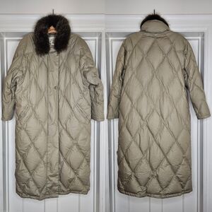 VTG 80s Quilted Down Coat with Detachable Fur Collar
